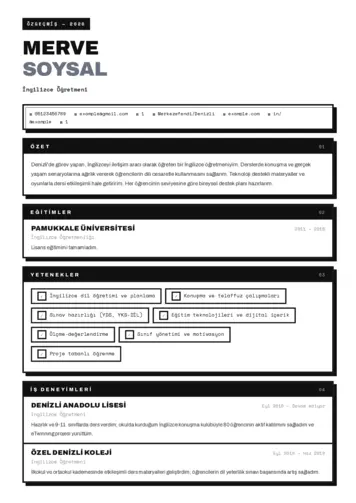 Yabancı Dil Öğretmeni Cv Örnekleri cv indir